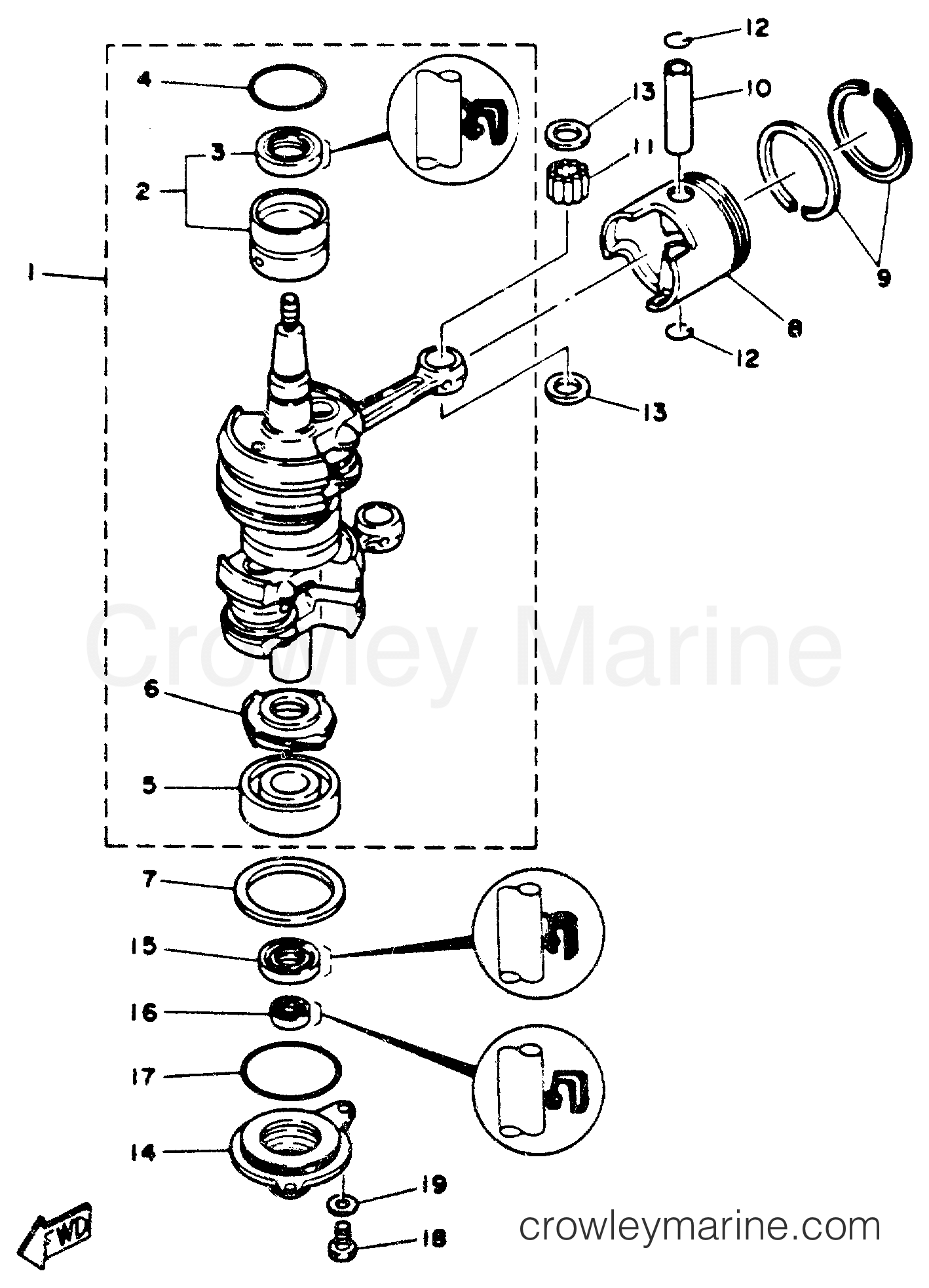 Yamaha Motors 25MLHR - CRANKSHAFT PISTON