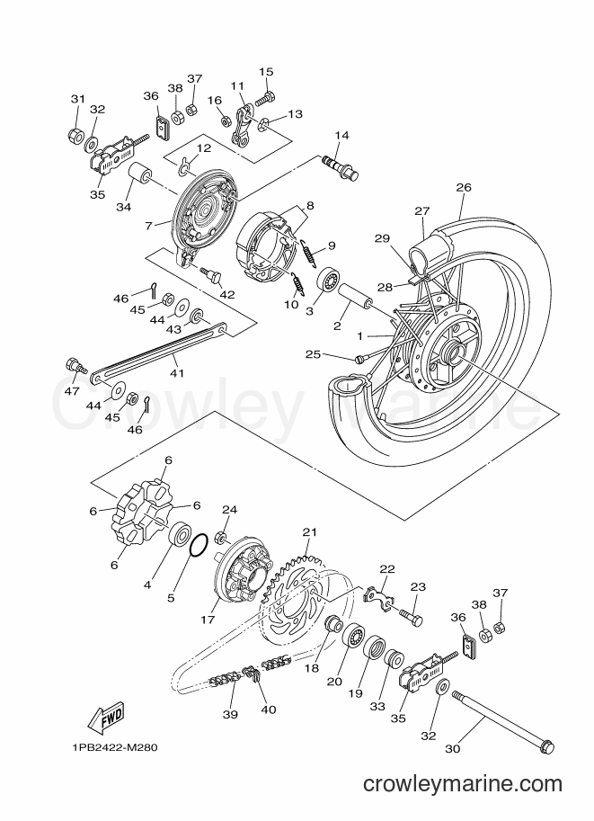 2013 Scooter T115FSEC - T115FSEC (1PB3) [010] - REAR WHEEL