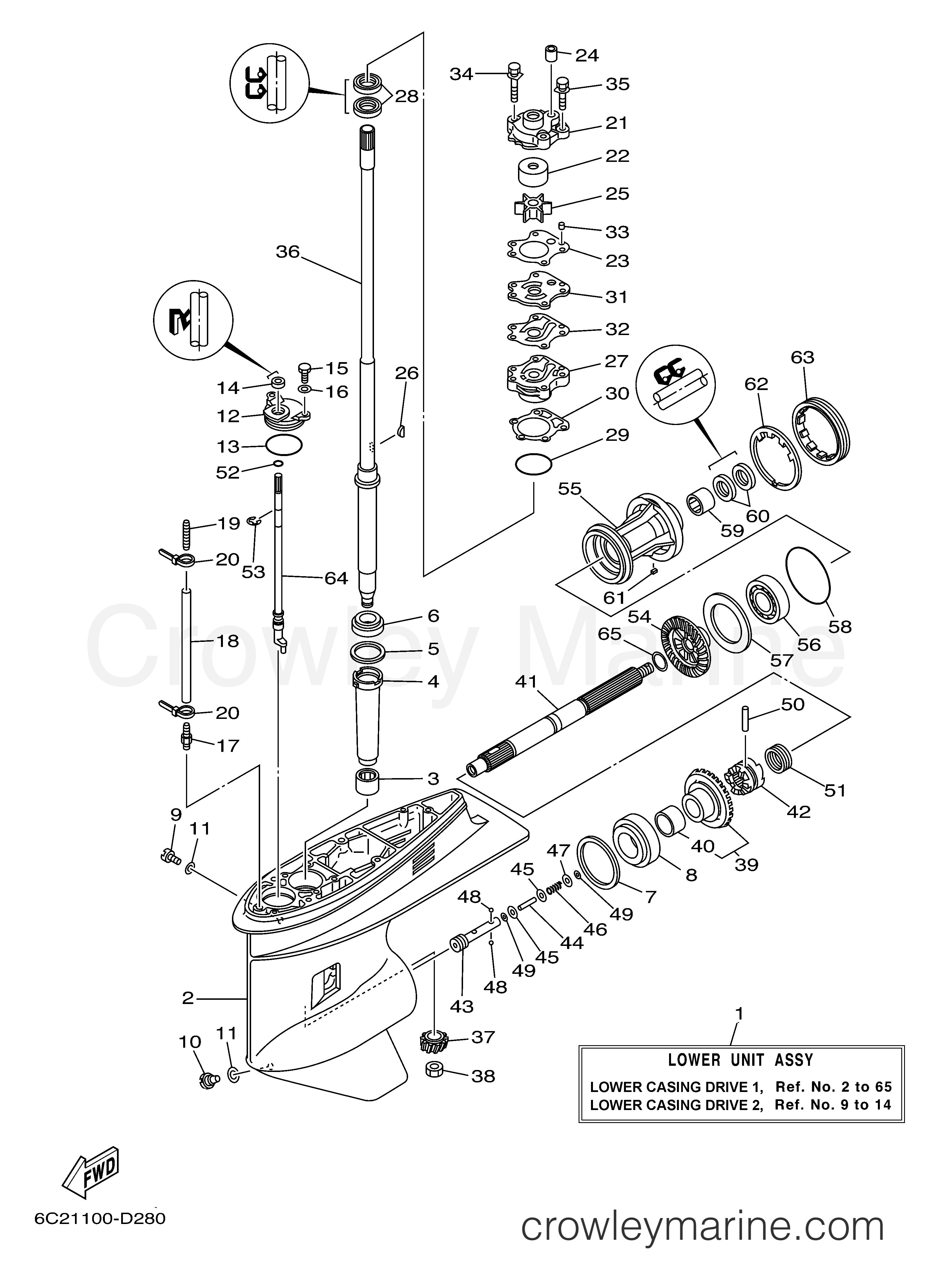 Yamaha Motors T60TLRD - LOWER CASING DRIVE 1