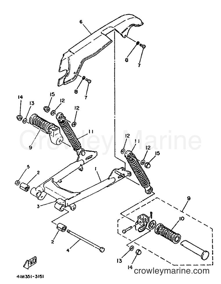 1990 Scooter LB50-2AM - LB50-2AM (3WH1) [999] - REAR ARM & SUSPENSION