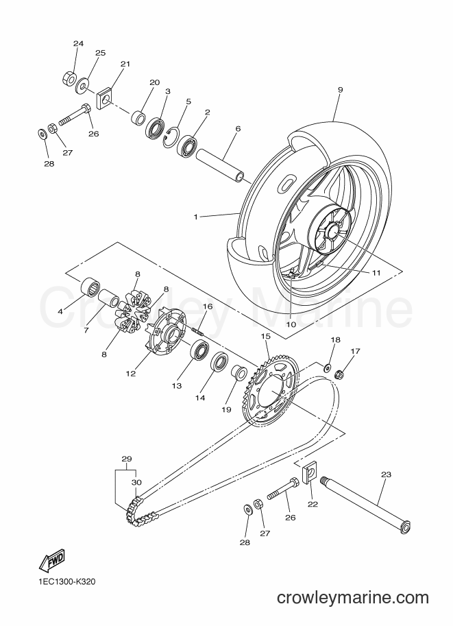 2015 Street Bike FZ1-S - FZ1-S (2DVB) [010] - REAR WHEEL