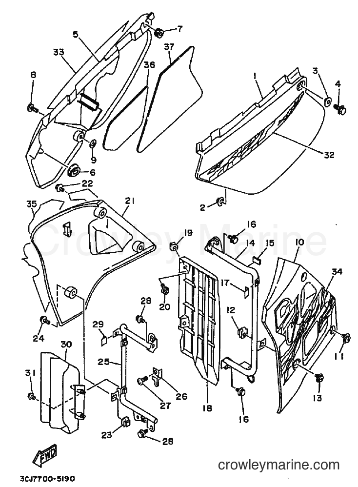 1995 Dirt Bike DT200R - DT200R (3CJ7) [010] - SIDE COVER