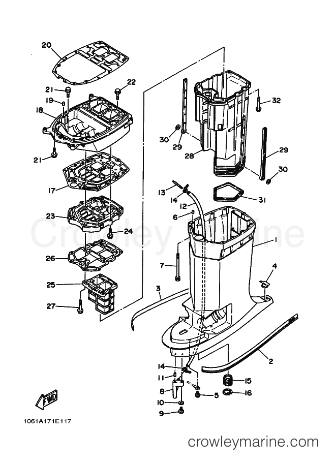 Yamaha Motors 250ETD (61A) [030] - UPPER CASING