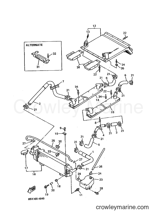 1994 Snowmobile VX750ST - VX750ST (8BX1) [010] - RADIATOR & HOSE