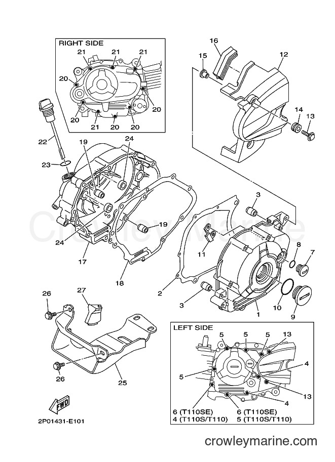 2008 Scooter T110 - T110 (2P14) [010] - CRANKCASE COVER 1