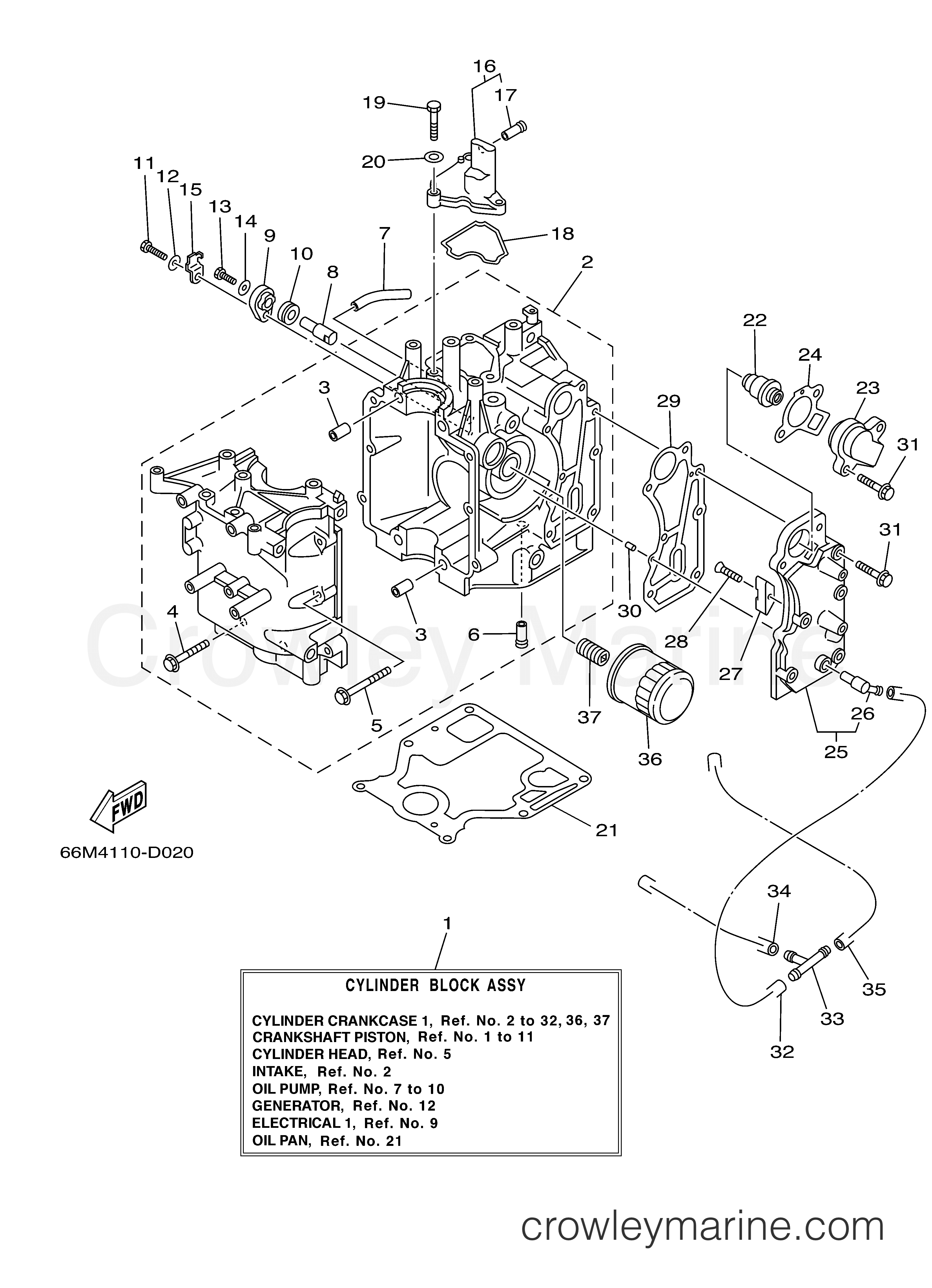 Yamaha Motors F9.9MSH2D - CYLINDER CRANKCASE 1
