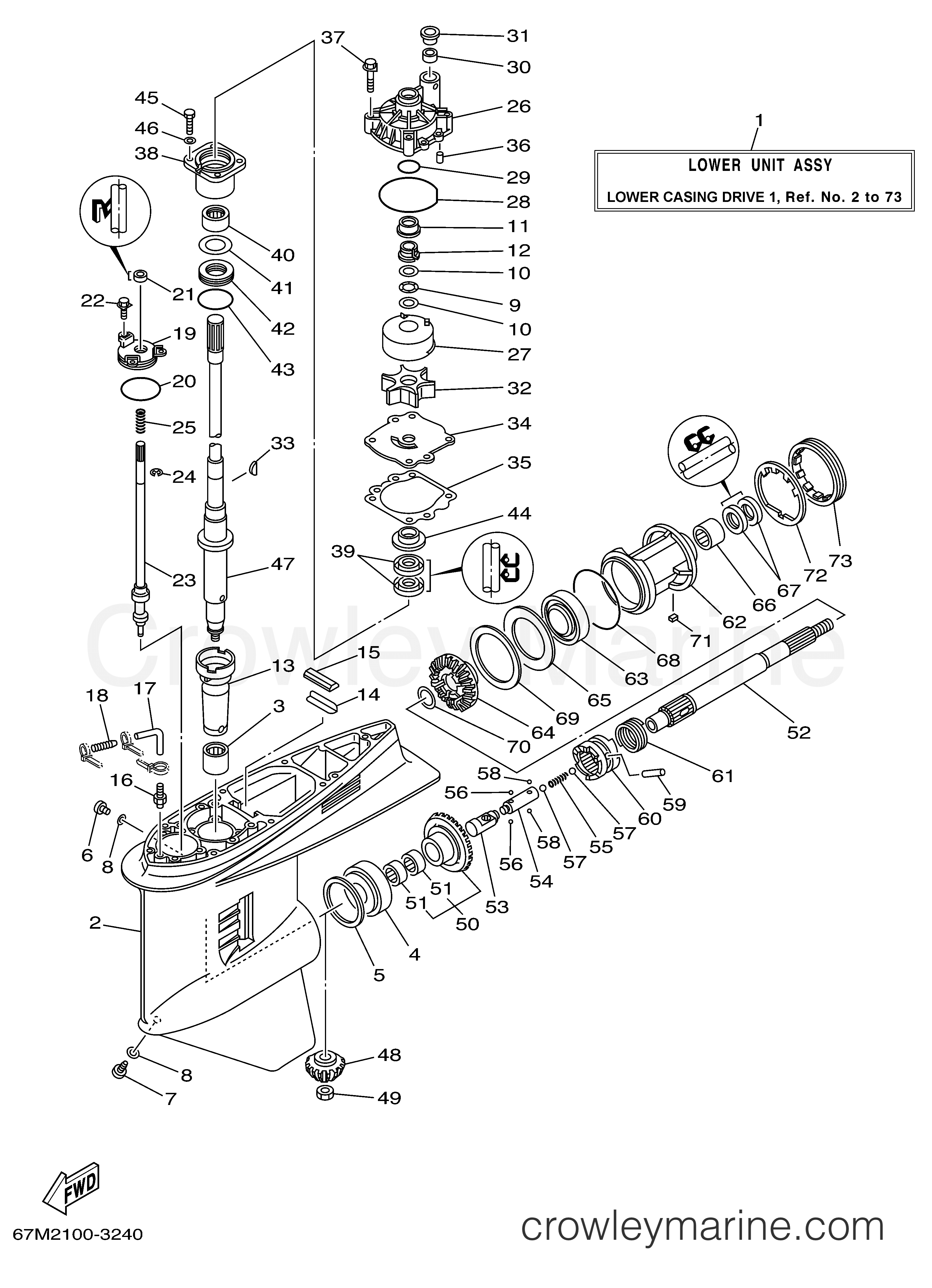 LOWER CASING DRIVE 1 2005 Yamaha Outboard 200hp SX200TXRD Crowley