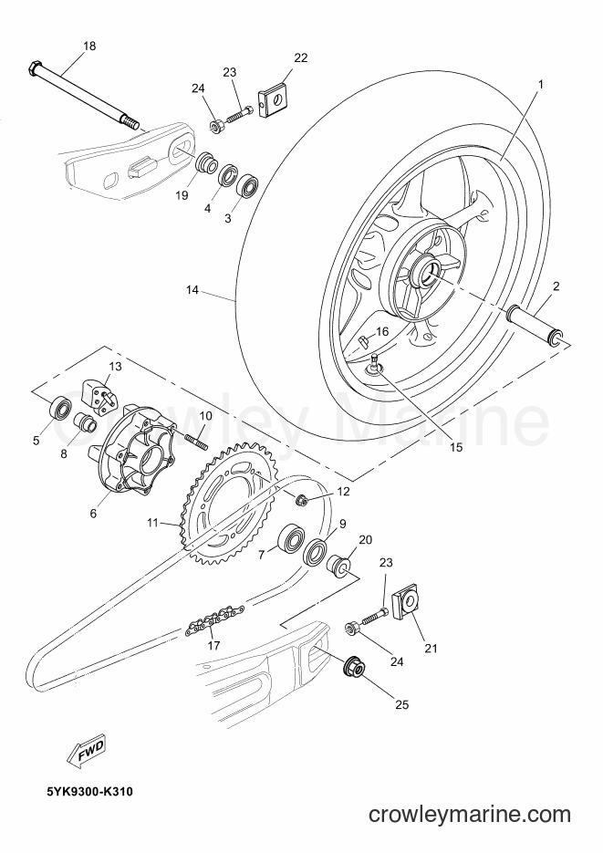 2012 Street Bike MT03 - MT03 (2BF1) [010] - REAR WHEEL