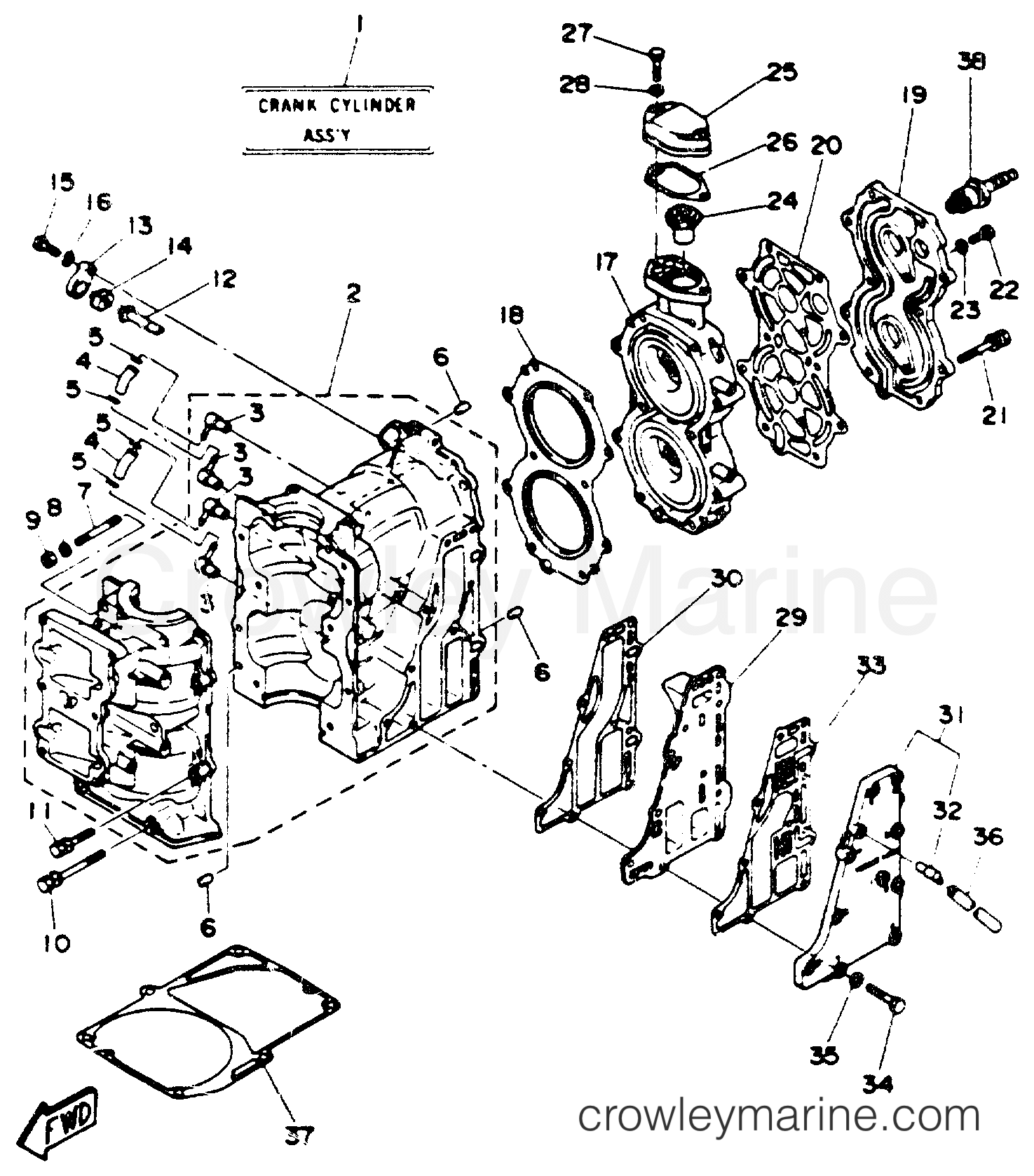 Yamaha Motors 25ELHR - CYLINDER CRANKCASE