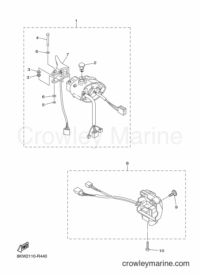 Yamaha Motors VK10F (8KW2) [020] - HANDLE SWITCH & LEVER