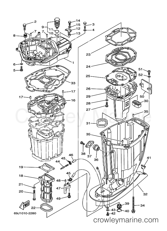 Yamaha Motors FL225A (69K1) [04A] - UPPER CASING