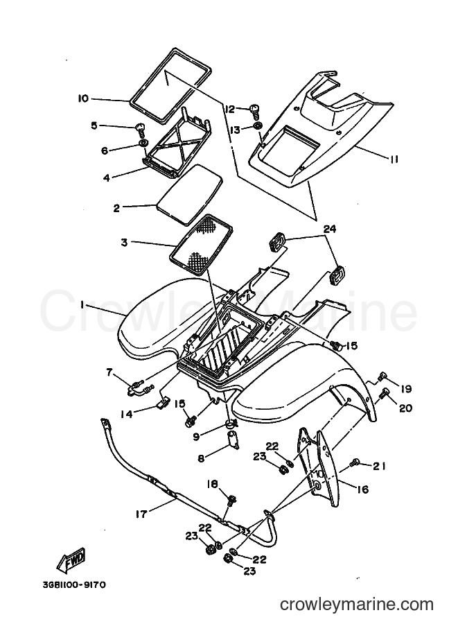 1989 ATV YFM100 - YFM100 (3GB1) [010] - FRONT FENDER
