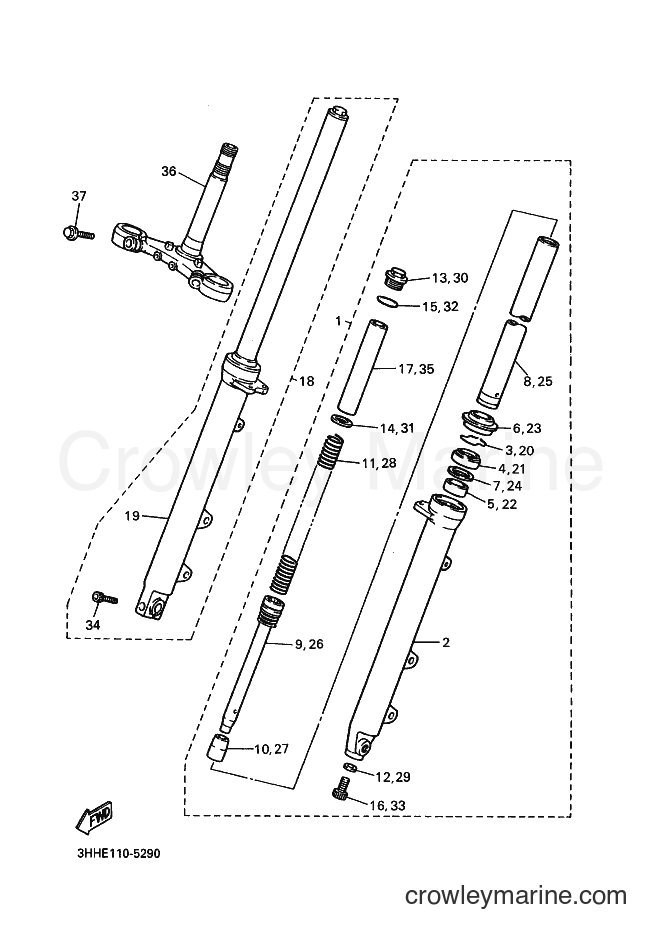 1997 Sport Bike FZR600 - FZR600 (3HHH) [010] - FRONT FORK