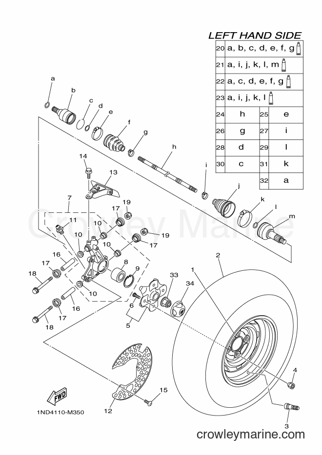 2013 ATV YFM700FWA - YFM700FWA (1ND5) [010] - REAR WHEEL