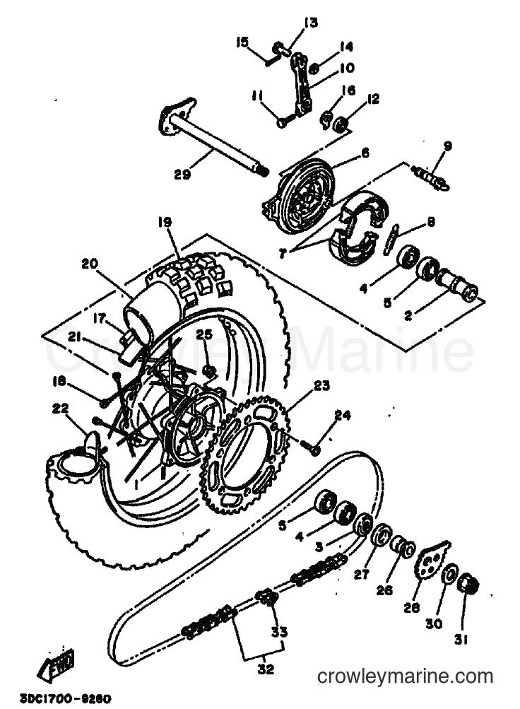 1990 Dirt Bike TT250 - TT250 (3DC2) [010] - REAR WHEEL