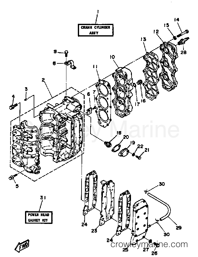 Yamaha Motors 40LK - CRANKCASE CYLINDER