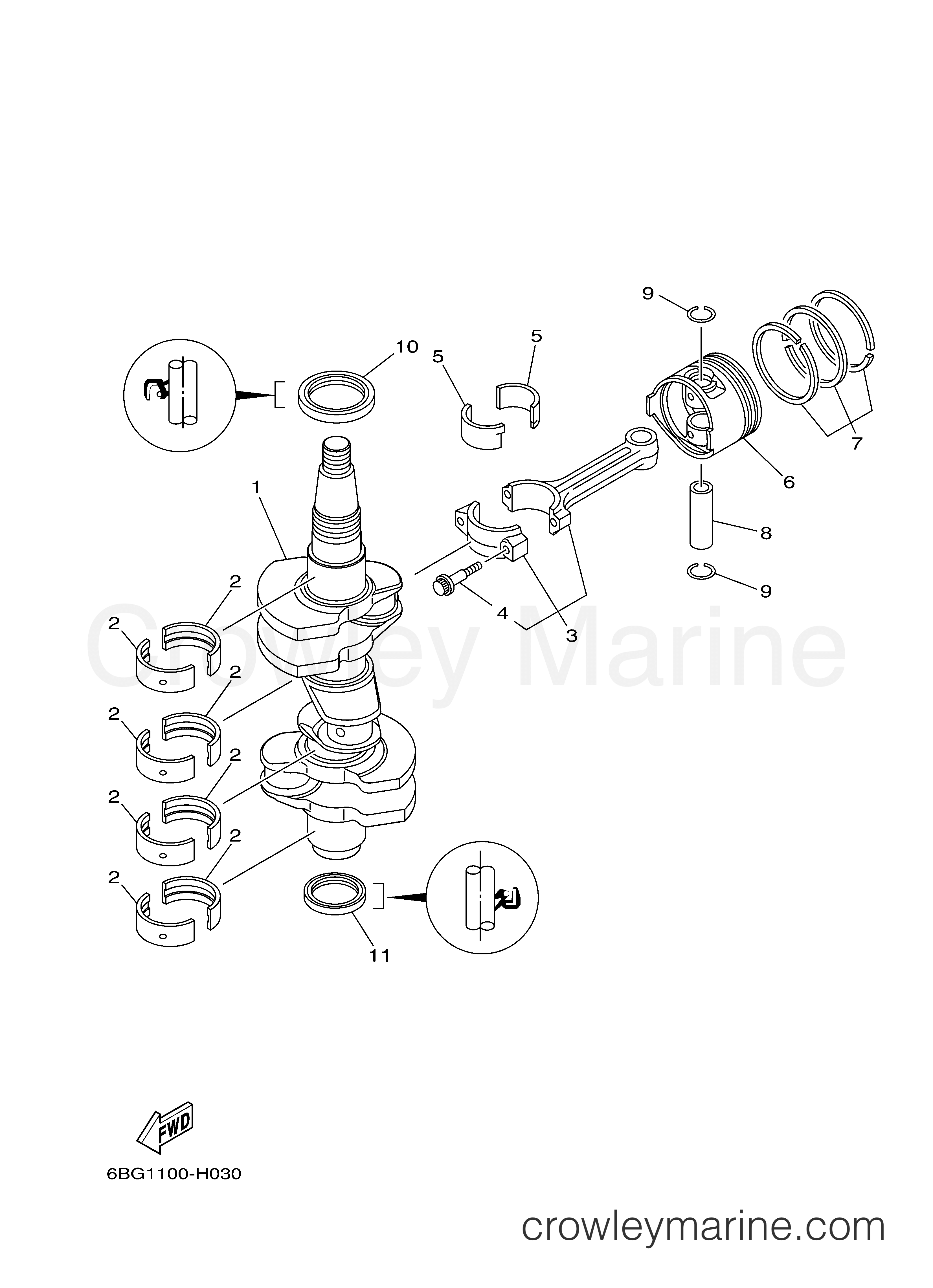 Yamaha Motors F40LA - CRANKSHAFT PISTON