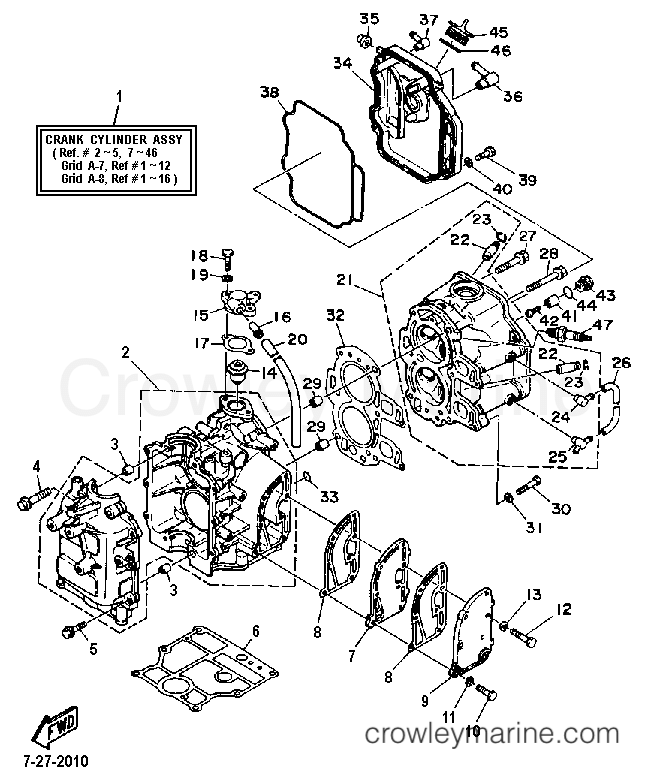 Yamaha Motors F9.9LF - CRANKCASE CYLINDER