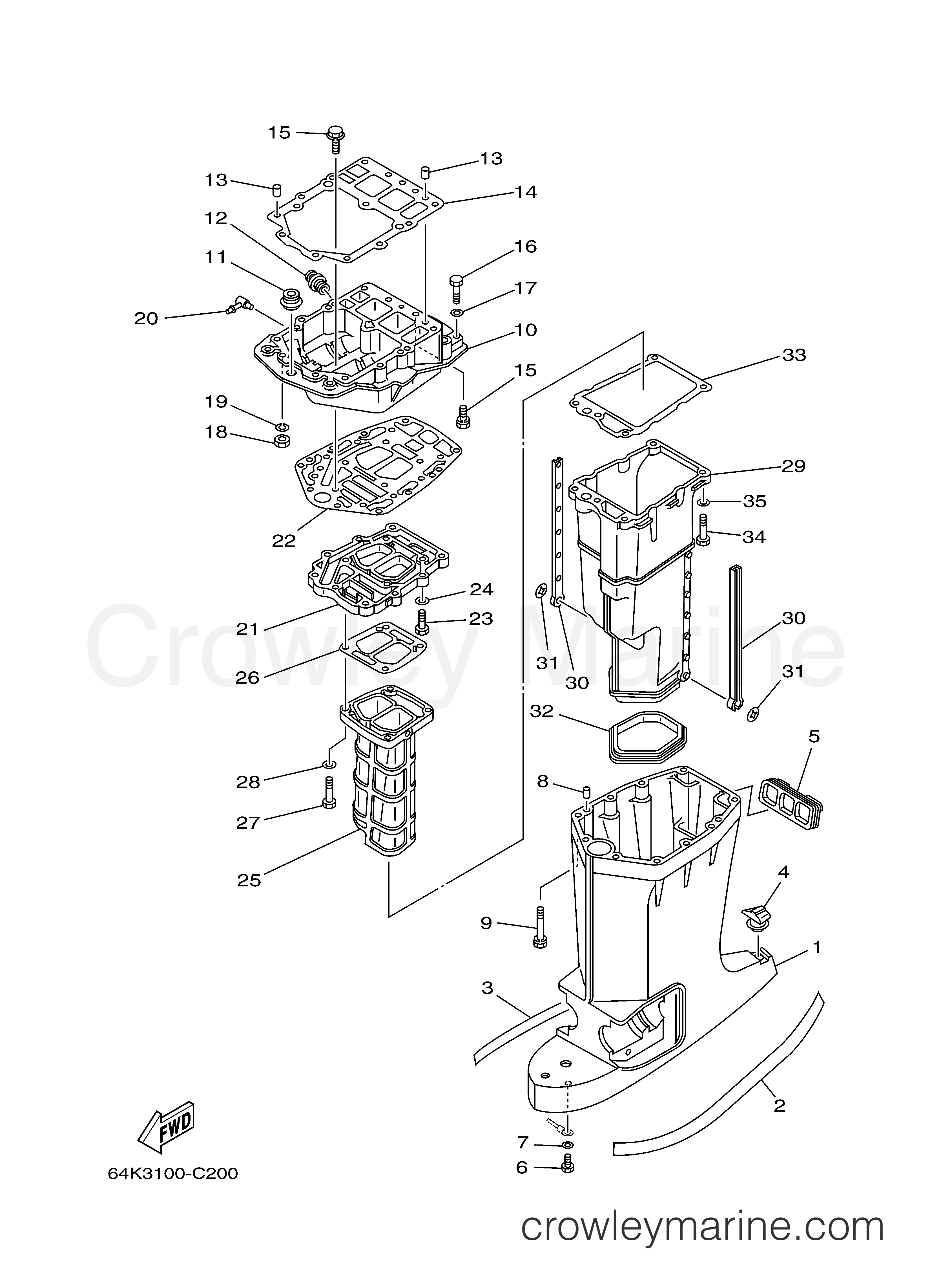 Yamaha Motors DX150TLRC - UPPER CASING