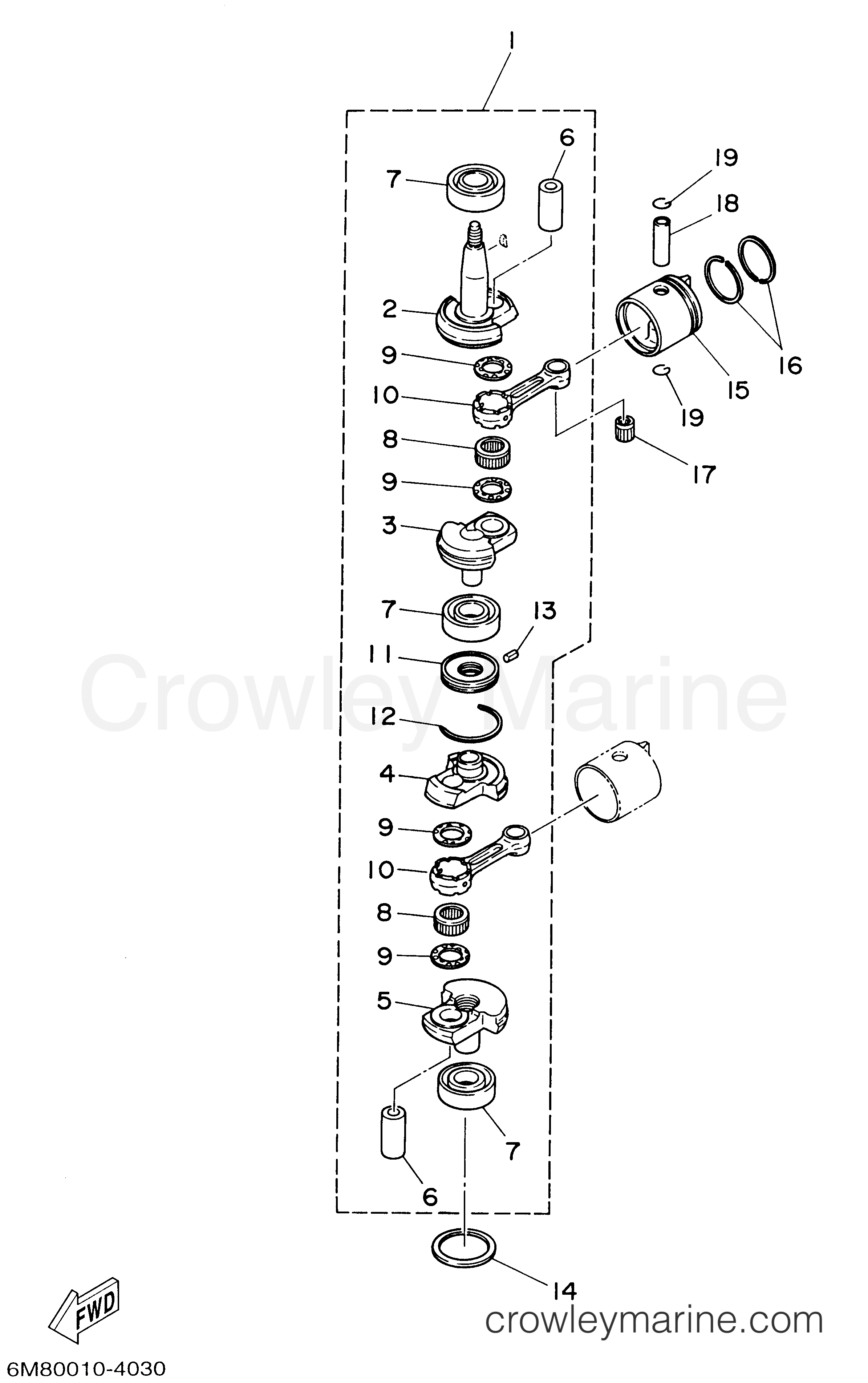 Yamaha Motors 8MSHA - CRANKSHAFT PISTON