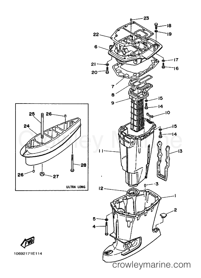 Yamaha Motors 75A (692) [010] - UPPER CASING