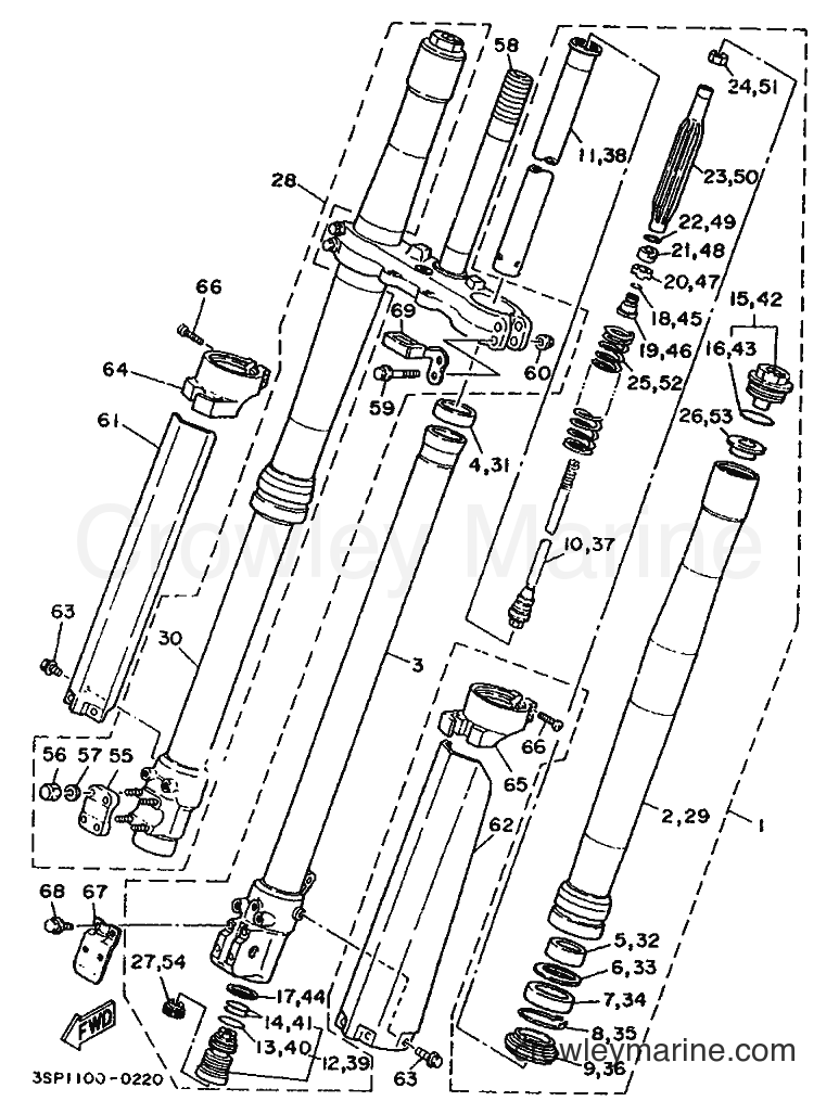 1990 Dirt Bike YZ250 - YZ250 (3SP2) [030] - FRONT FORK