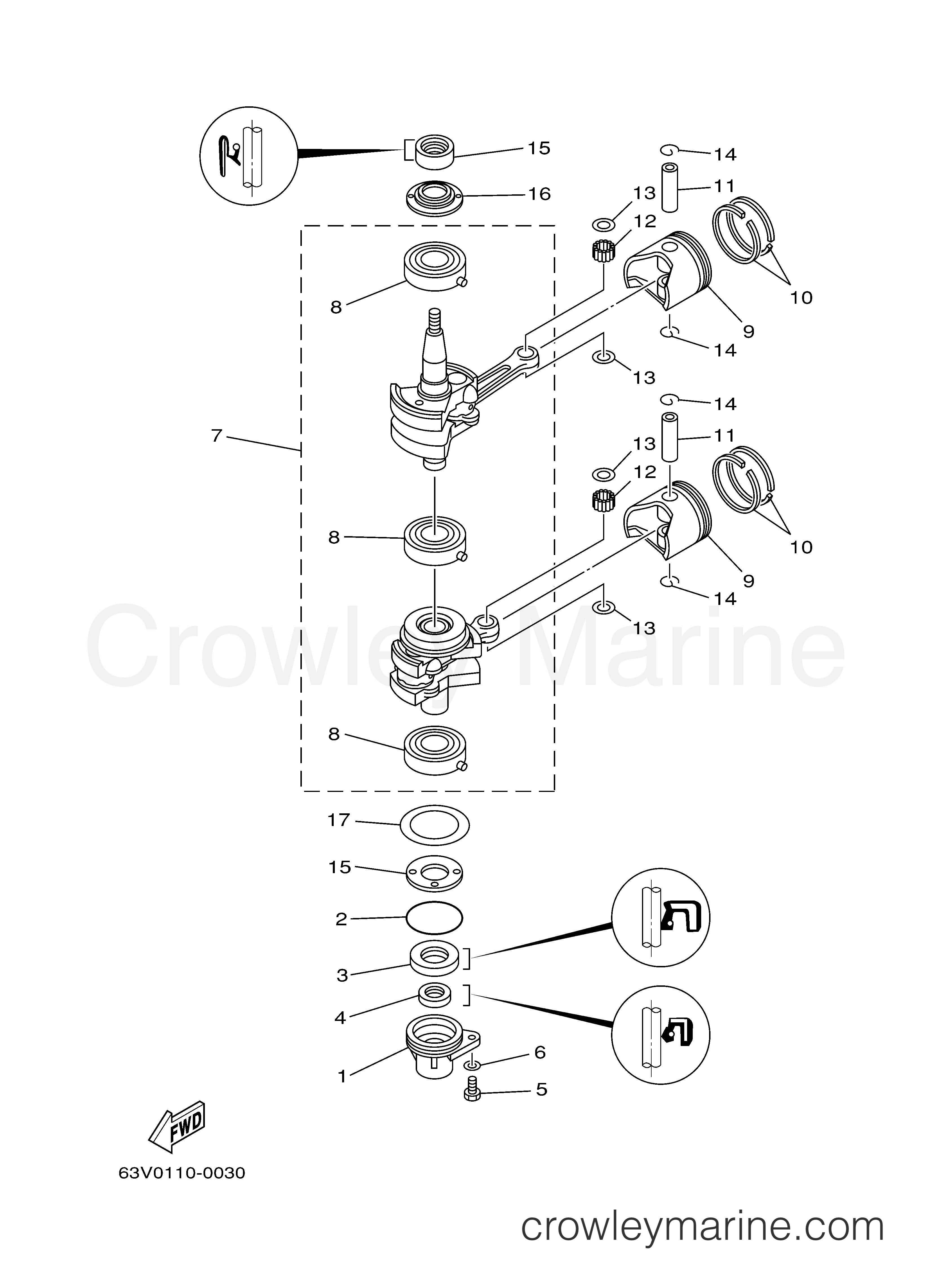 Yamaha Motors 15MLHY - CRANKSHAFT PISTON