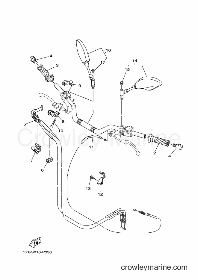 2015 Street Bike MT-07A - MT-07A (1XBG) [010] - STEERING HANDLE & CABLE
