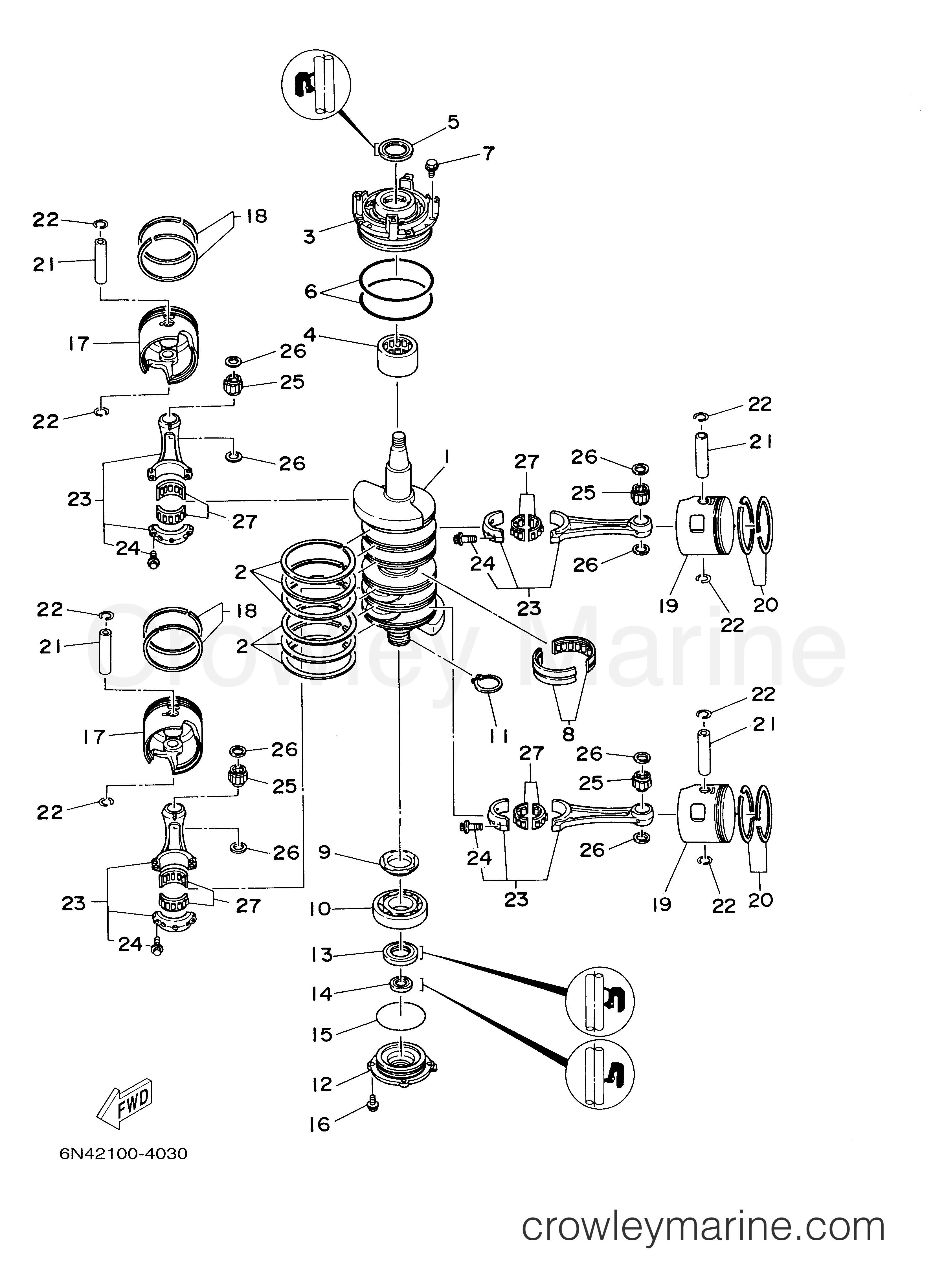 Yamaha Motors 115TLR - CRANKSHAFT PISTON