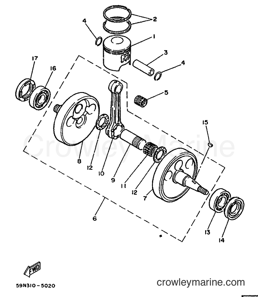 1988 Dirt Bike TY250 - TY250 (59N) [99A] - CRANKSHAFT & PISTON
