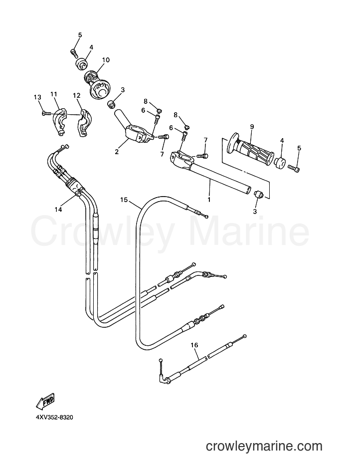 1998 Sport Bike YZF-R1 - YZF-R1 (4XV2) [010] - STEERING HANDLE & CABLE
