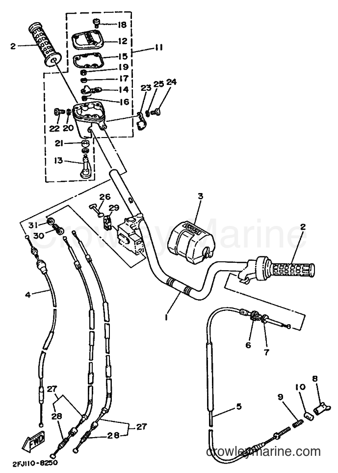 1988 ATV YFM80U - YFM80U (2FJ0) [045] - STEERING HANDLE & CABLE