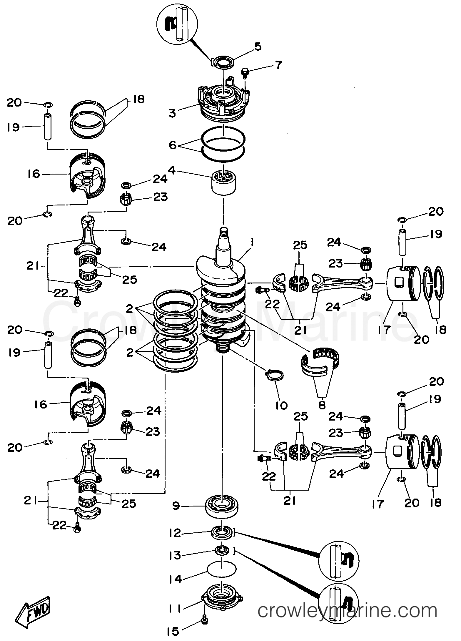 Yamaha Motors P115TLRS - CRANKSHAFT PISTON