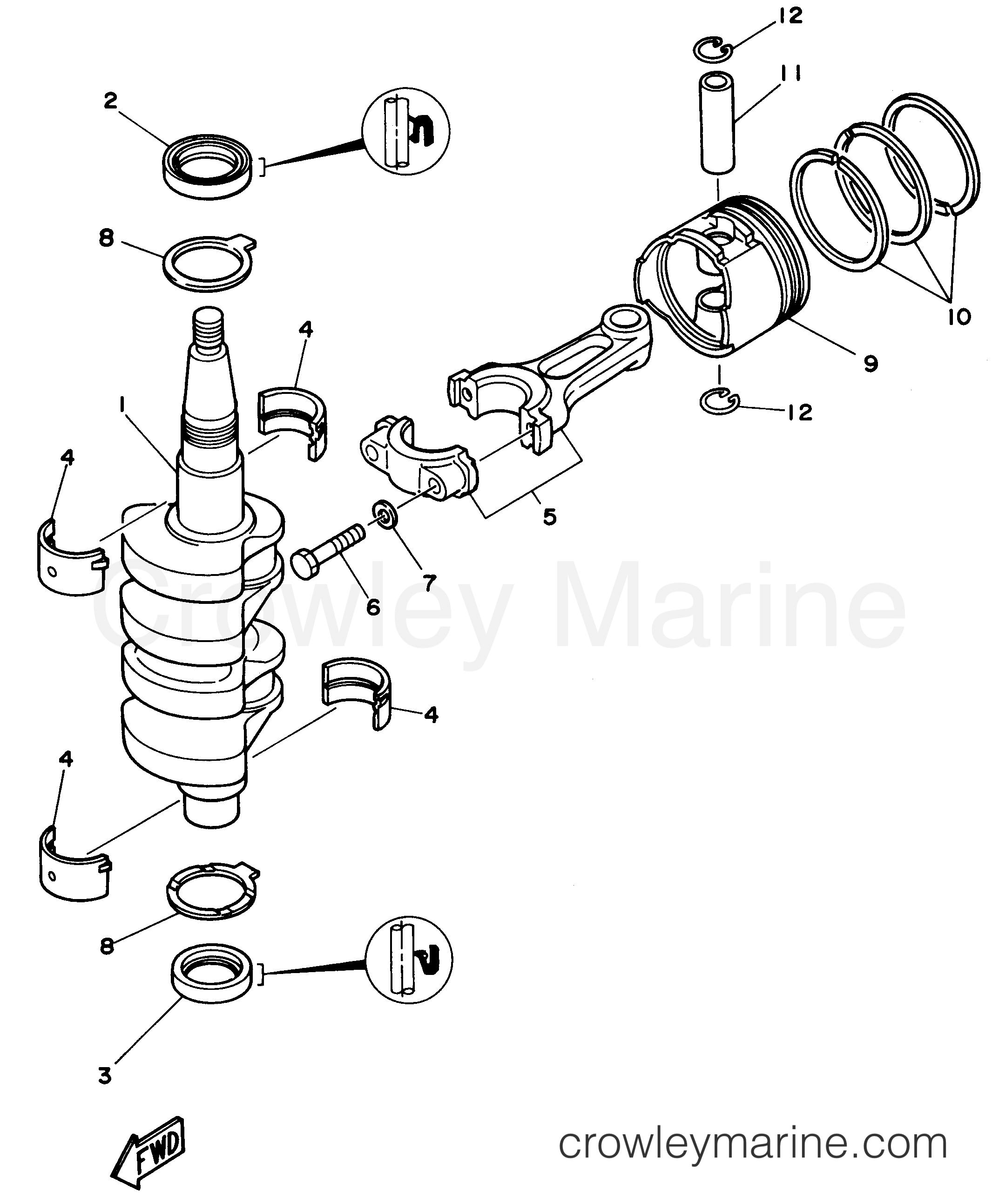 Yamaha Motors F9.9MLHV - CRANKSHAFT PISTON