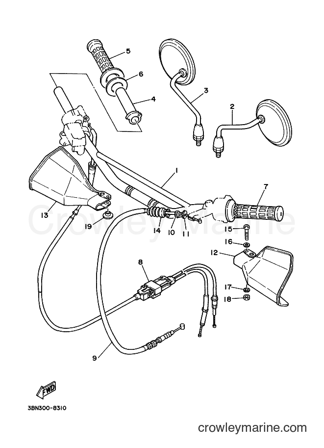 1990 Dirt Bike DT200R - DT200R (3MH2) [010] - STEERING HANDLE & CABLE