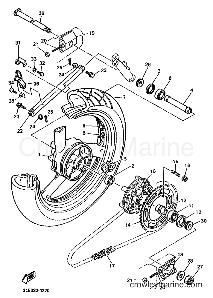 Yamaha Motors FZR1000 (3GMH) [999] - REAR WHEEL