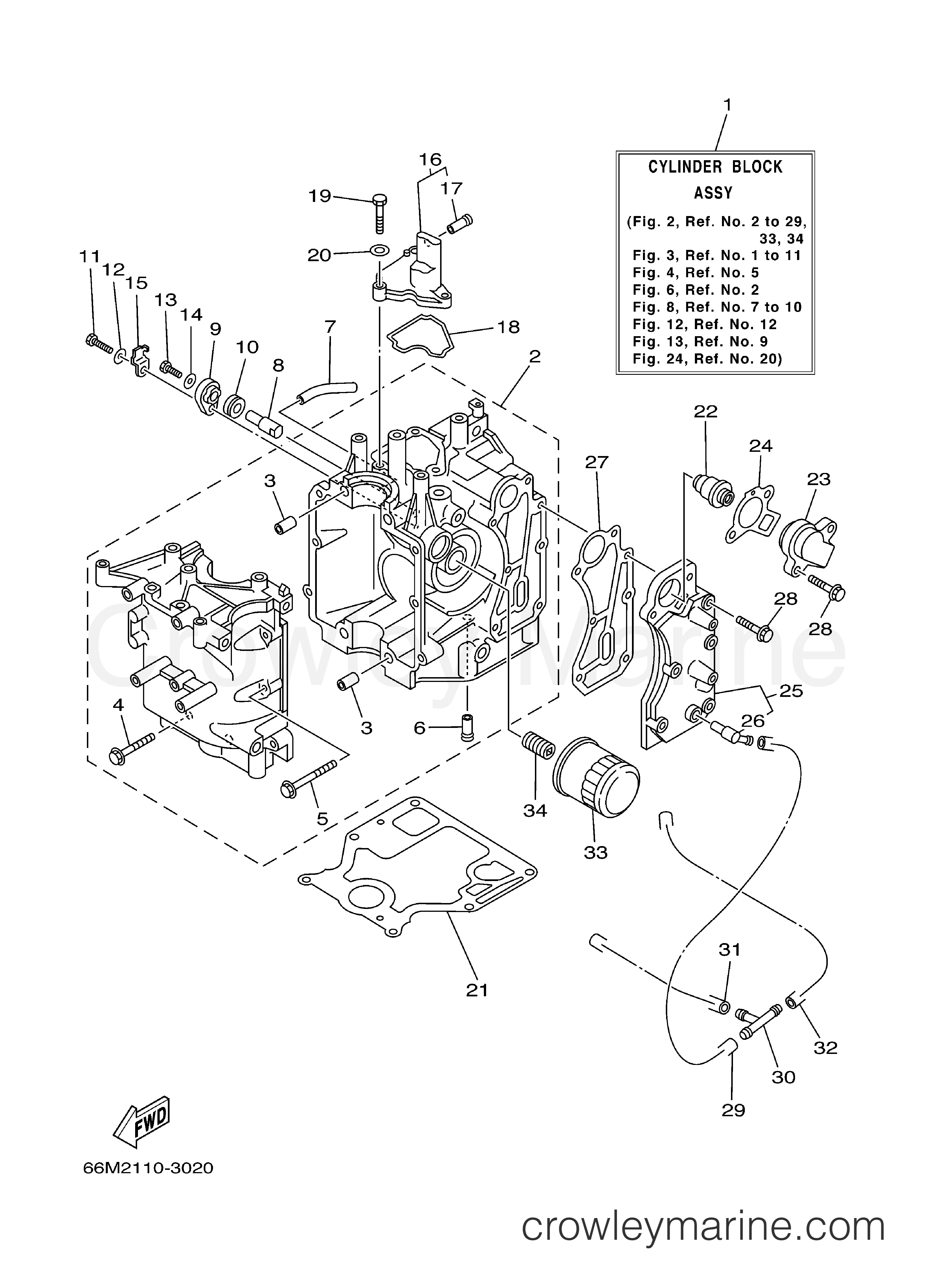 Yamaha Motors F15MLHB - CYLINDER CRANKCASE 1