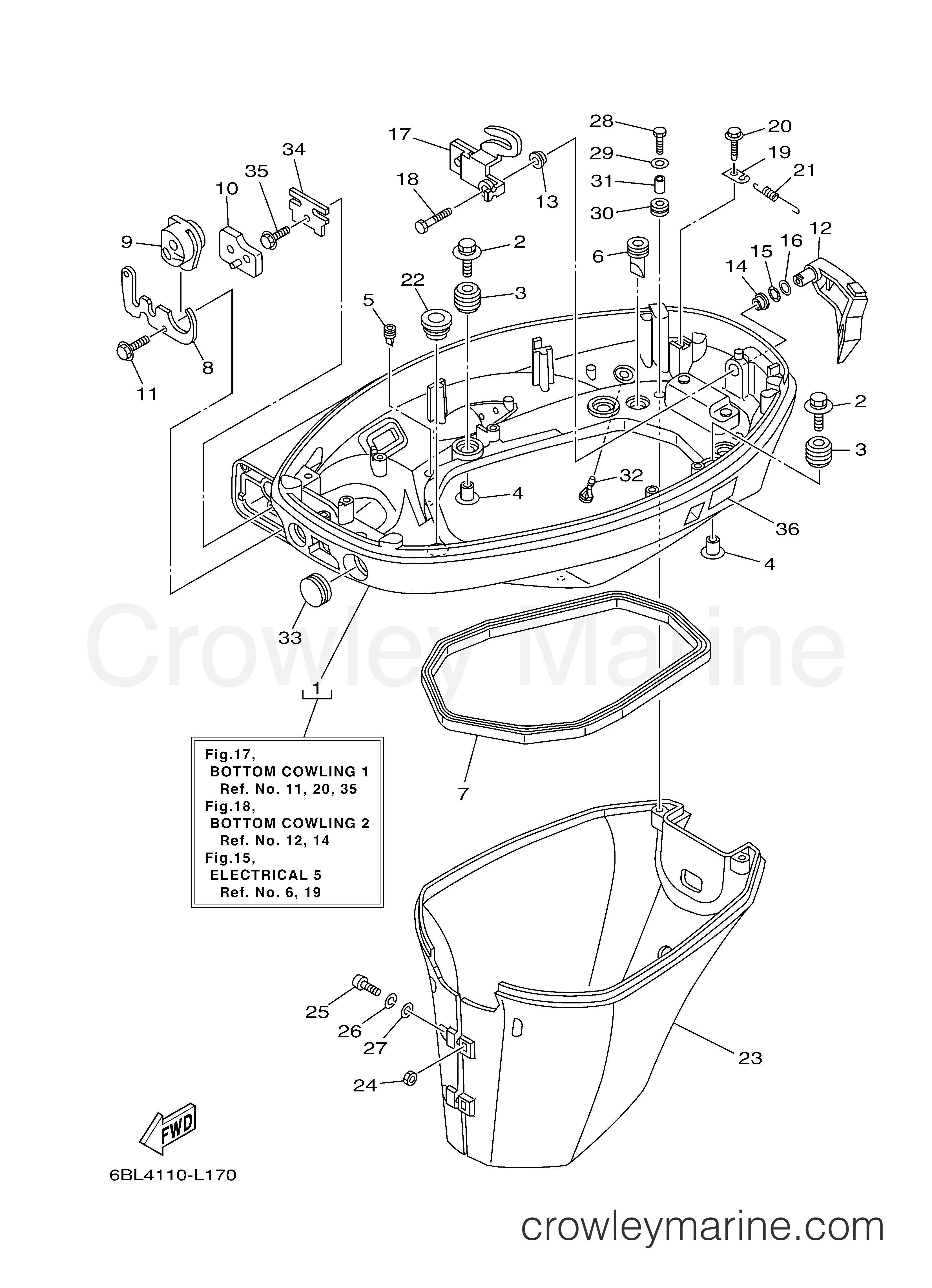 Yamaha Motors T25LA - BOTTOM COWLING 1