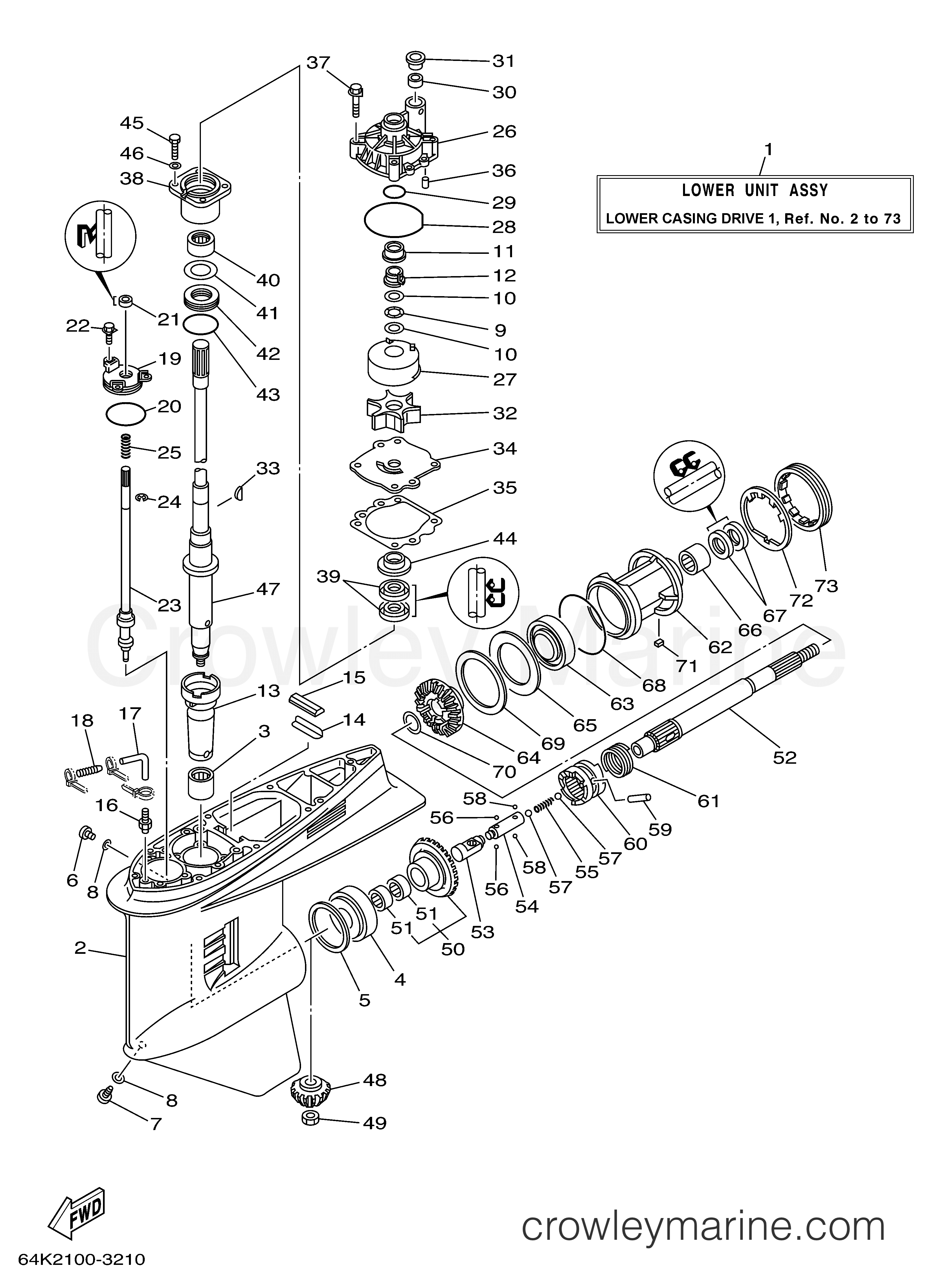 Yamaha Motors V150TLRD - LOWER CASING DRIVE 1