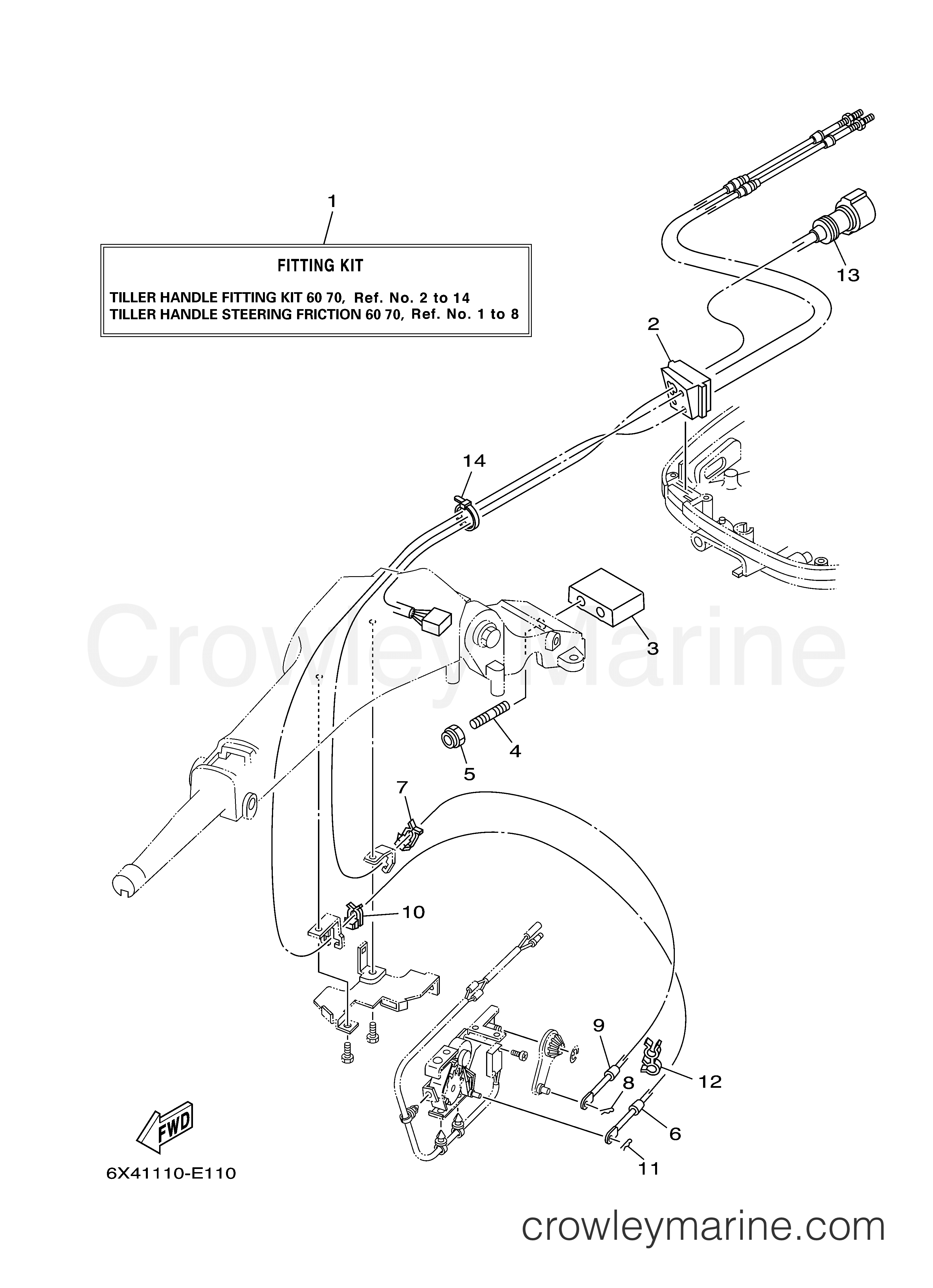 Yamaha Motors Rigging 2007 - TILLER HANDLE FITTING KIT 70
