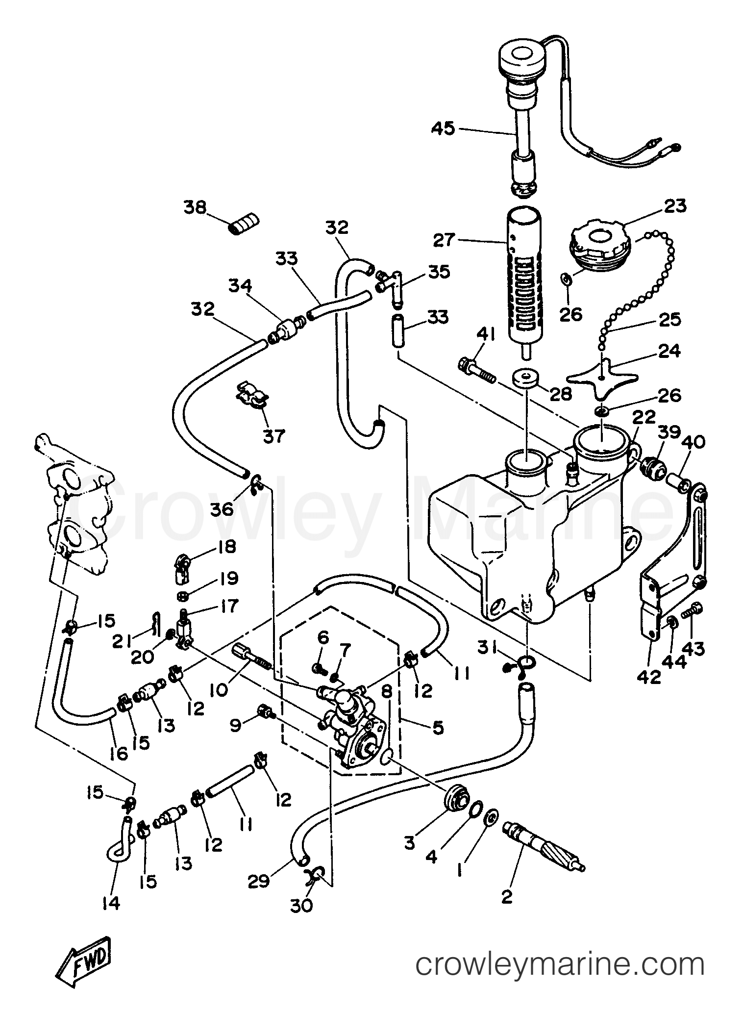OIL INJECTION 1996 Outboard 20hp 20MSHU Crowley Marine