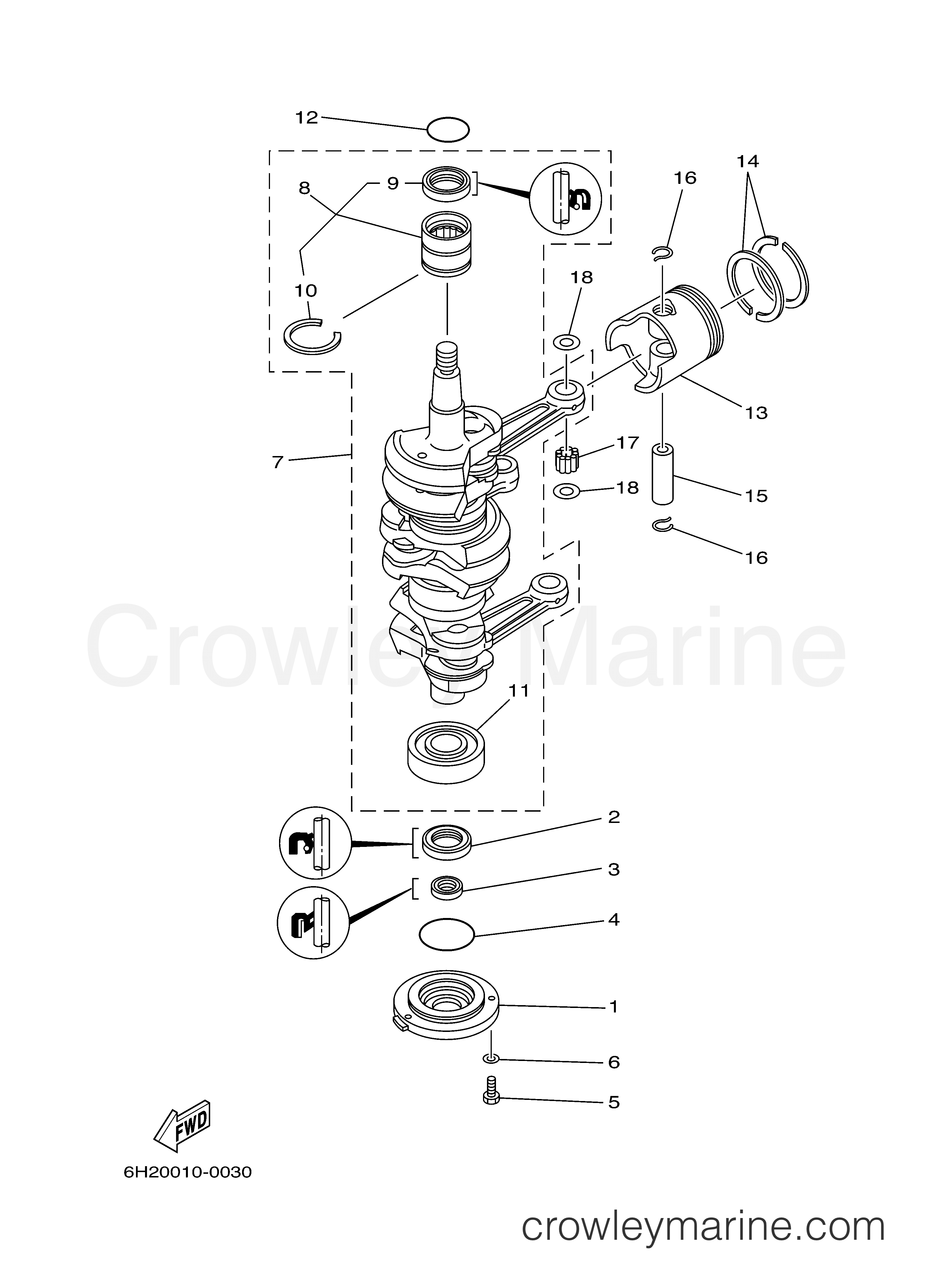 Yamaha Motors C60TLRZ - CRANKSHAFT PISTON