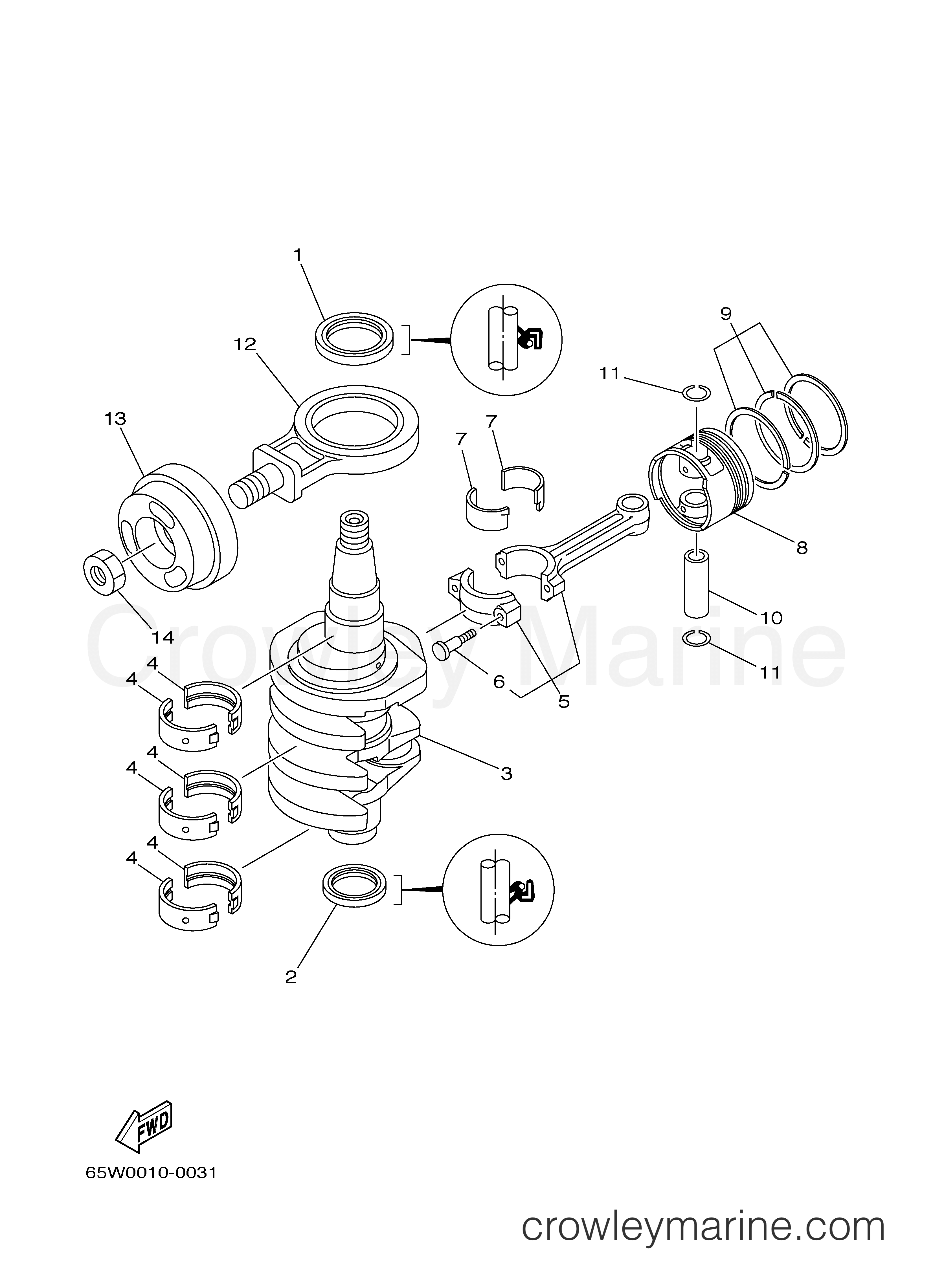Yamaha Motors T25TLRB - CRANKSHAFT PISTON