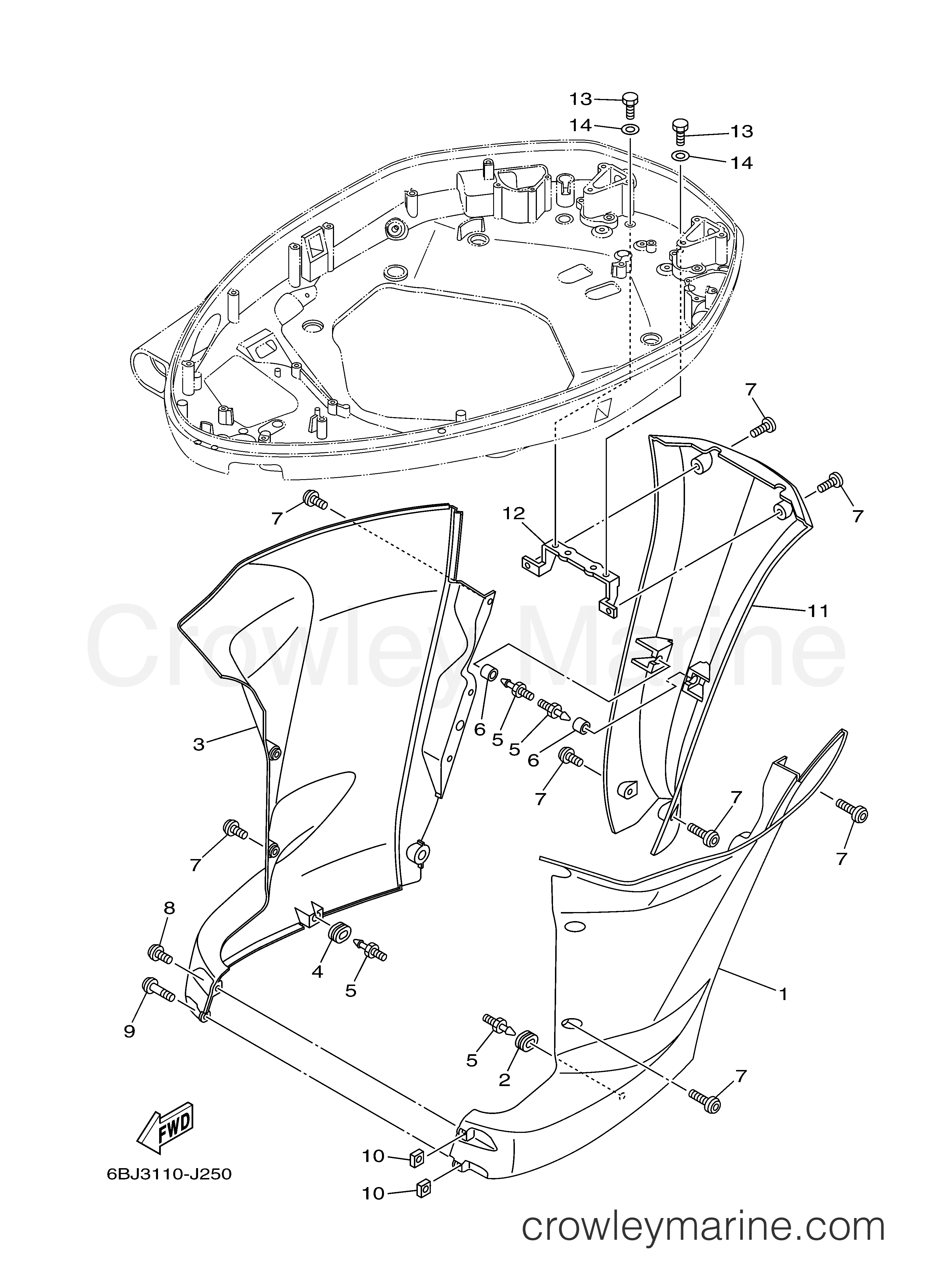 Yamaha Motors F350UCA - BOTTOM COWLING 3