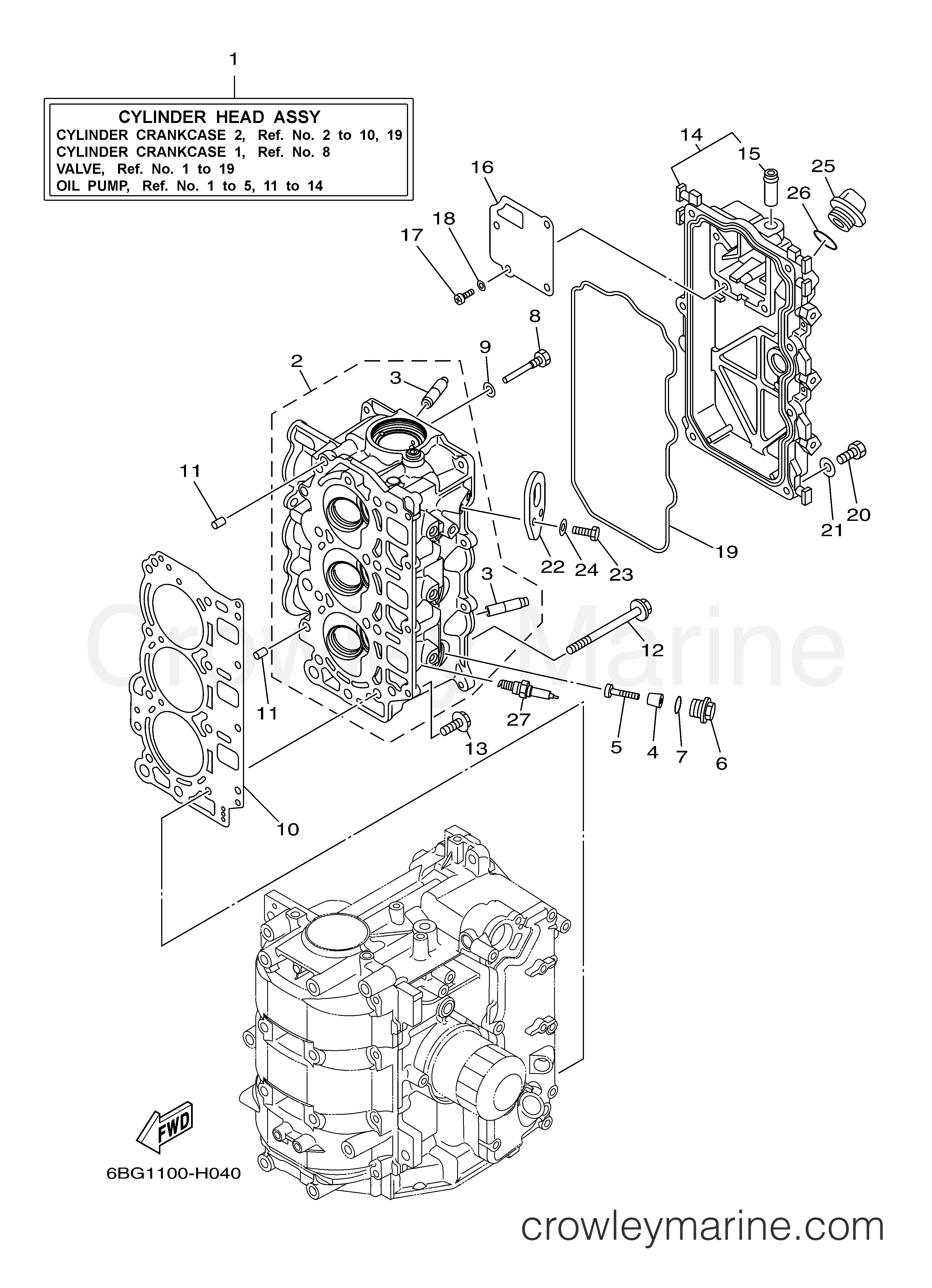 Yamaha Motors F40LA - CYLINDER CRANKCASE 2