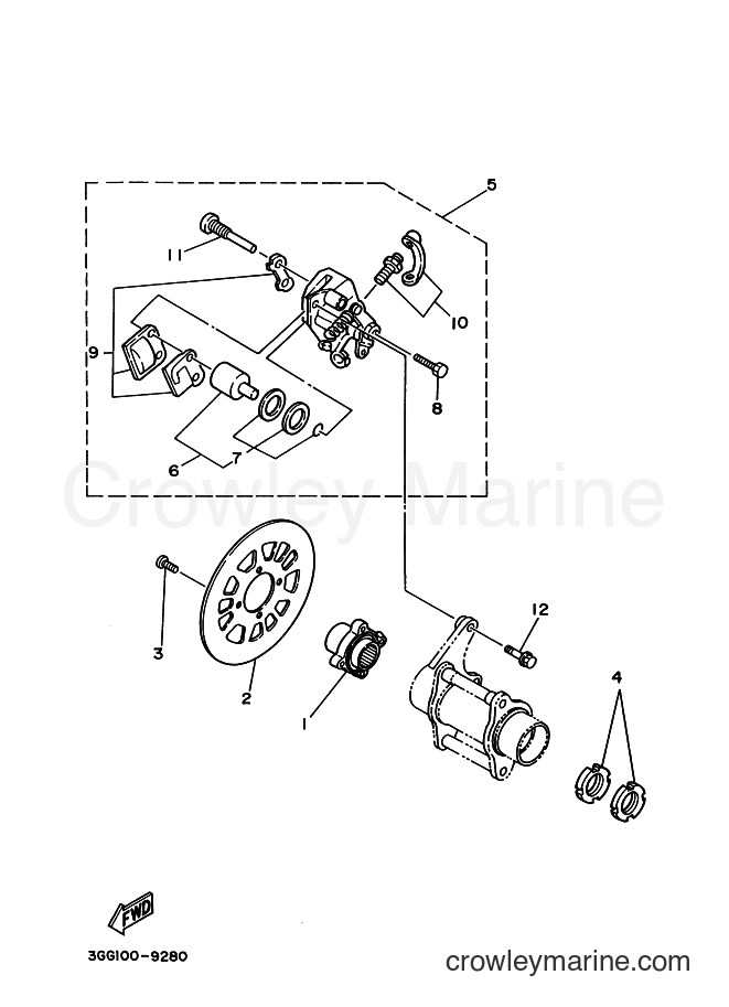 1996 ATV YFZ350 - YFZ350 (3GGL) [010] - REAR BRAKE CALIPER
