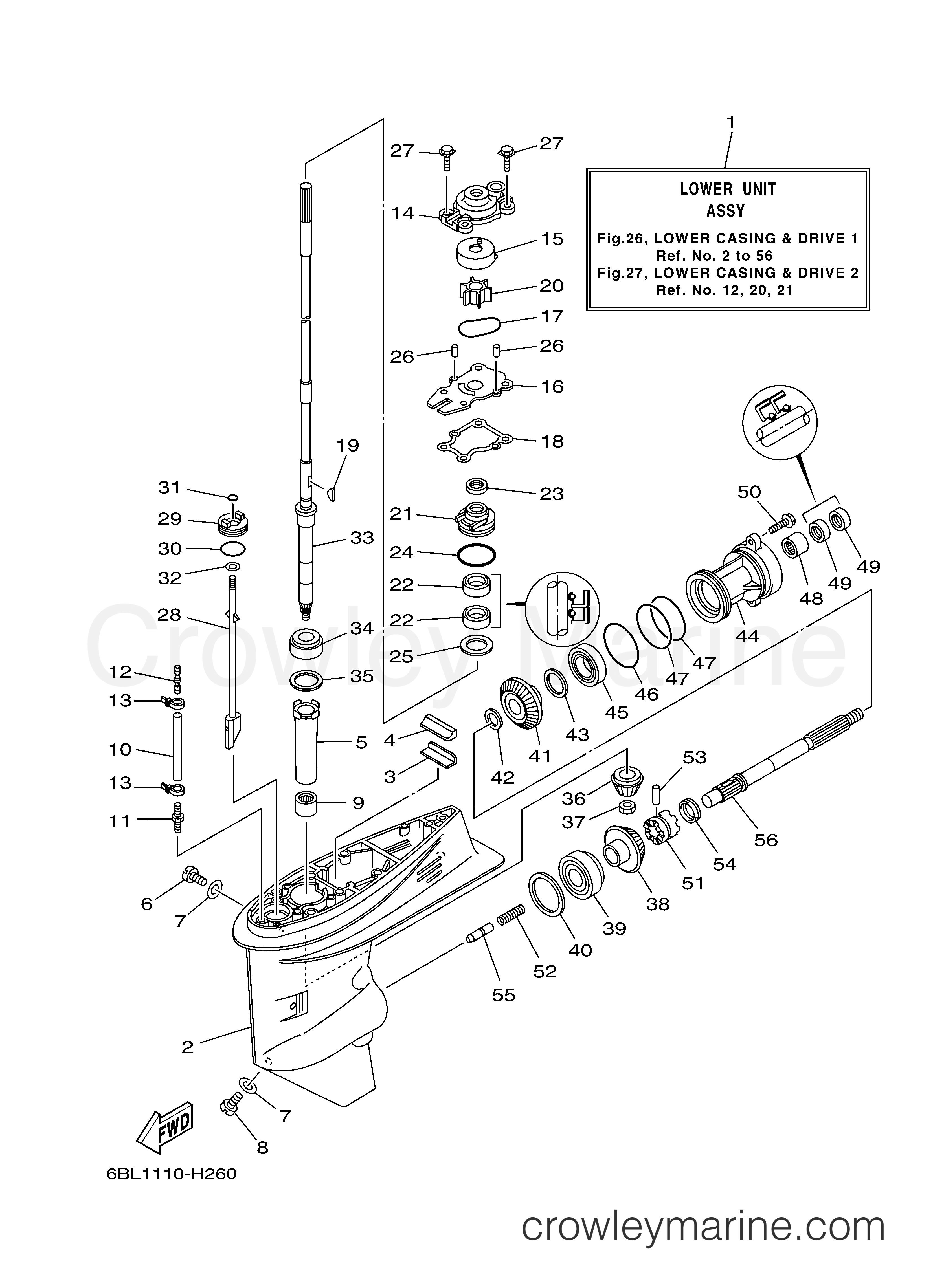Yamaha Motors T25LA - LOWER CASING DRIVE 1