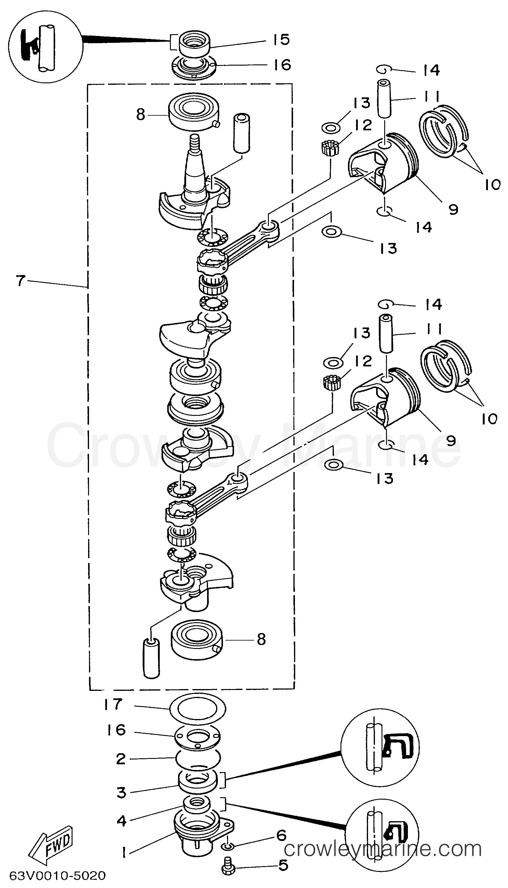 Yamaha Motors 15MLHX - CRANKSHAFT PISTON
