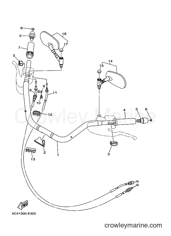 Yamaha Motors XV1900A (5C42) [010] - STEERING HANDLE & CABLE