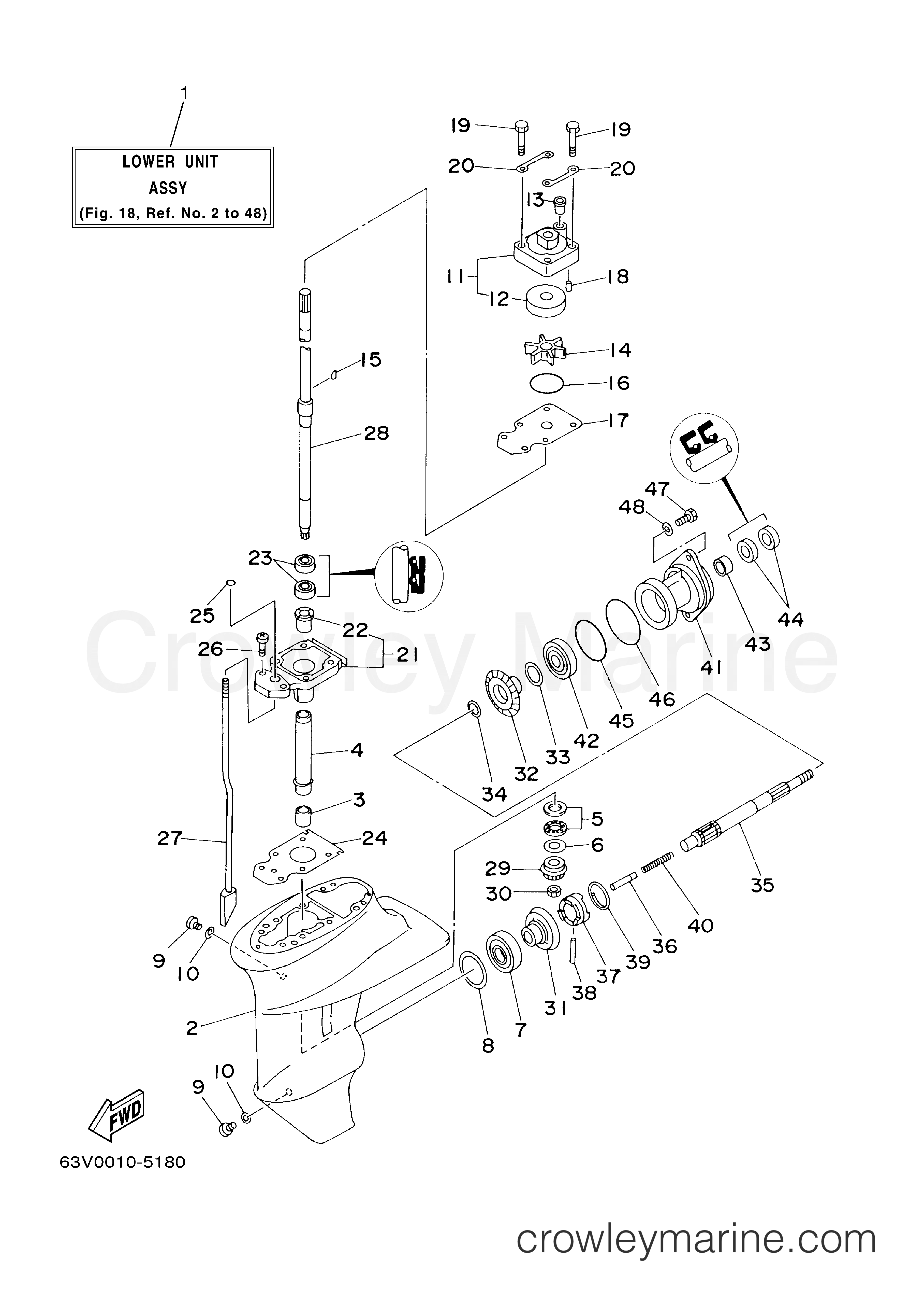 Yamaha Motors 9.9MSHB - LOWER CASING DRIVE 1